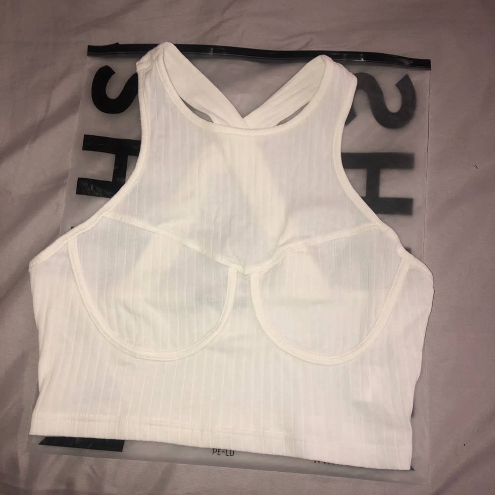 SHEIN White Cross back Tank Top • Size M • New